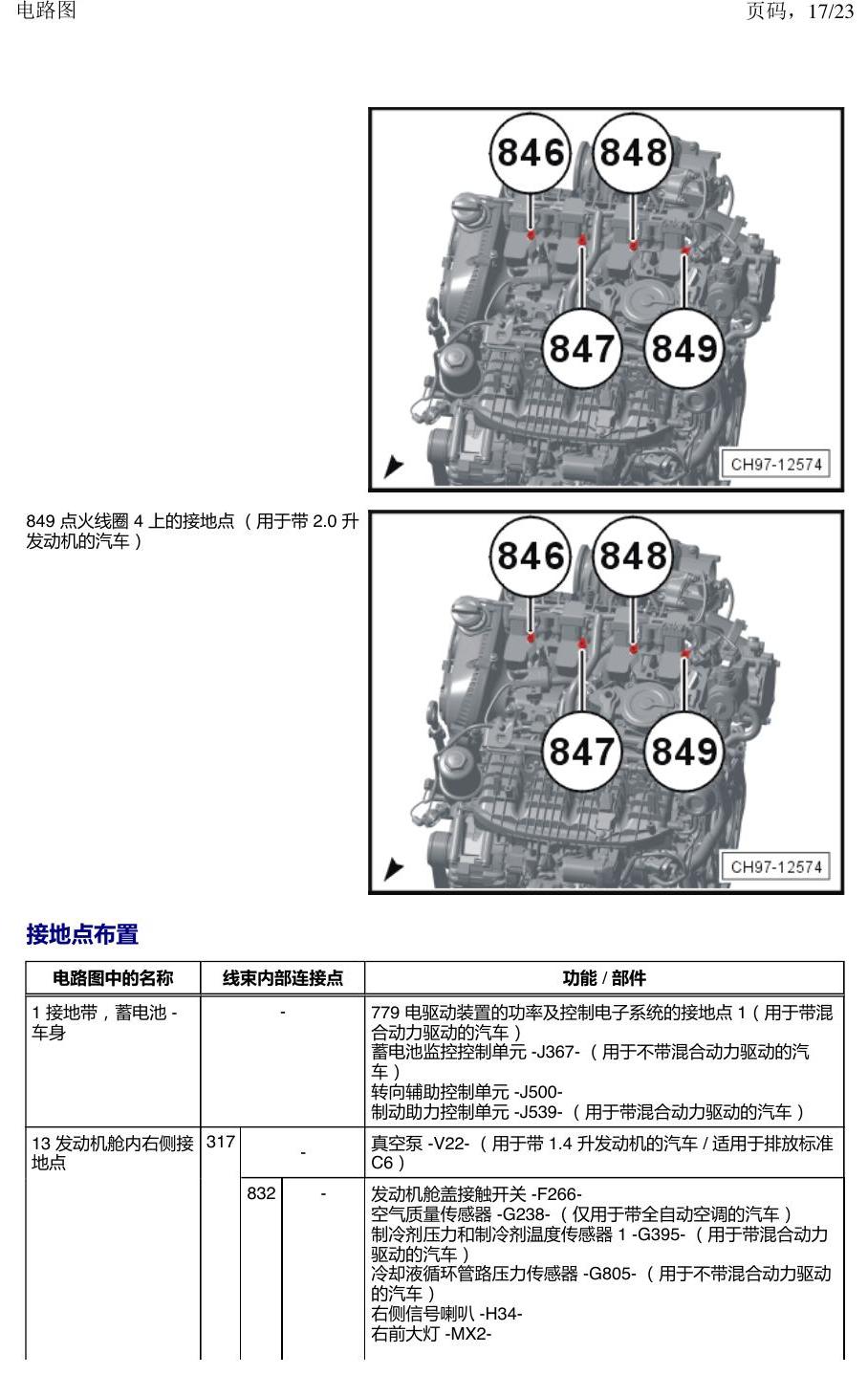 上海大众新帕MQB 安装位置 接地点 电路图