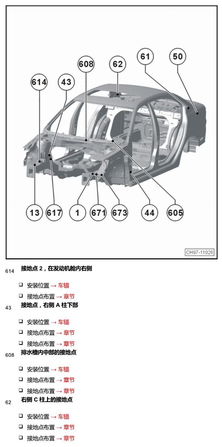 上海大众朗逸 接地 电路图