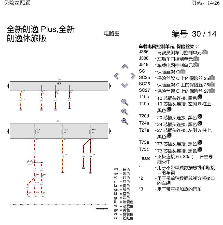 上海大众朗逸 MQB 保险丝配置 电路图