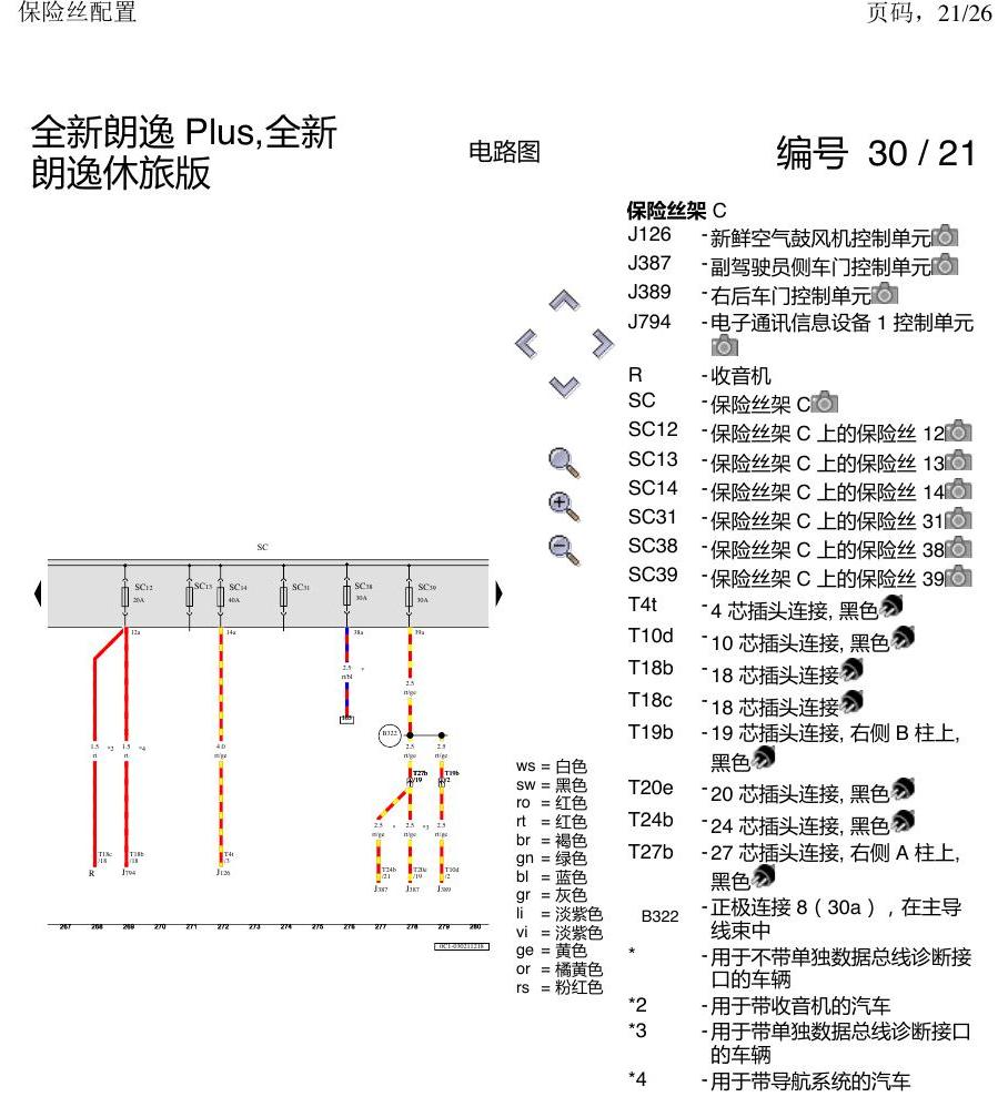 上海大众朗逸 MQB 保险丝配置 电路图