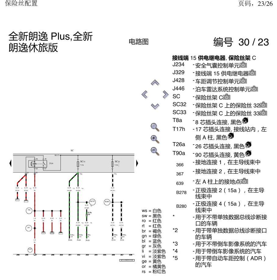 上海大众朗逸 MQB 保险丝配置 电路图