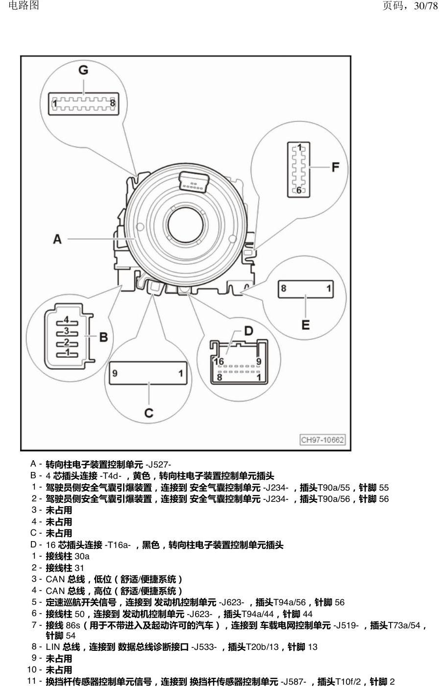 上海大众朗逸 MQB 汽车中部的控制器 电路图