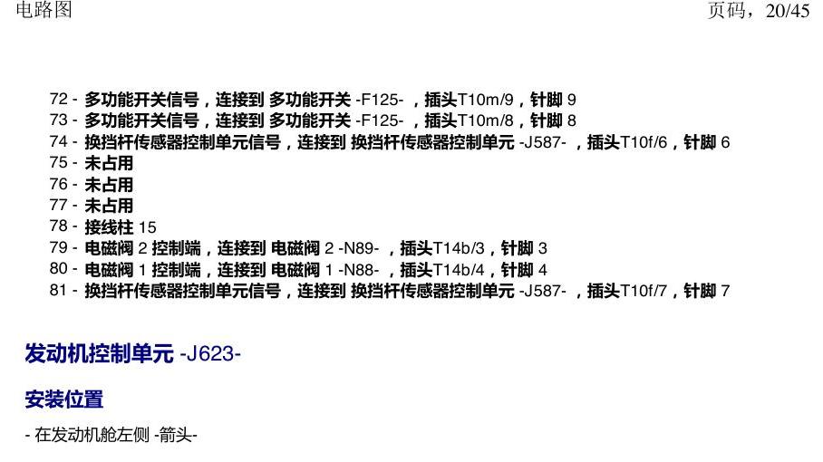 上海大众朗逸 MQB 汽车前部的控制器 电路图