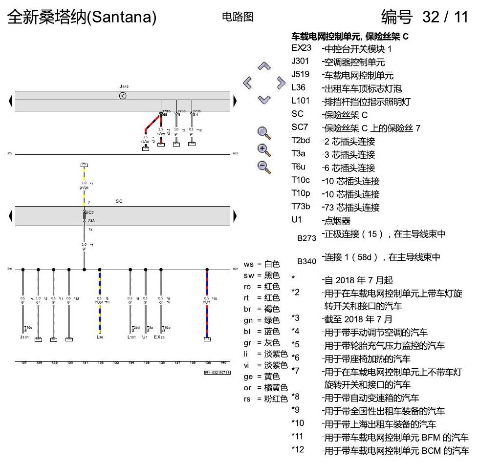 上海大众桑塔纳1.5 保险丝配置 电路图
