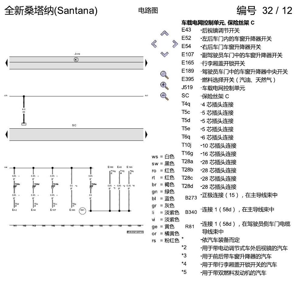 上海大众桑塔纳1.5 保险丝配置 电路图