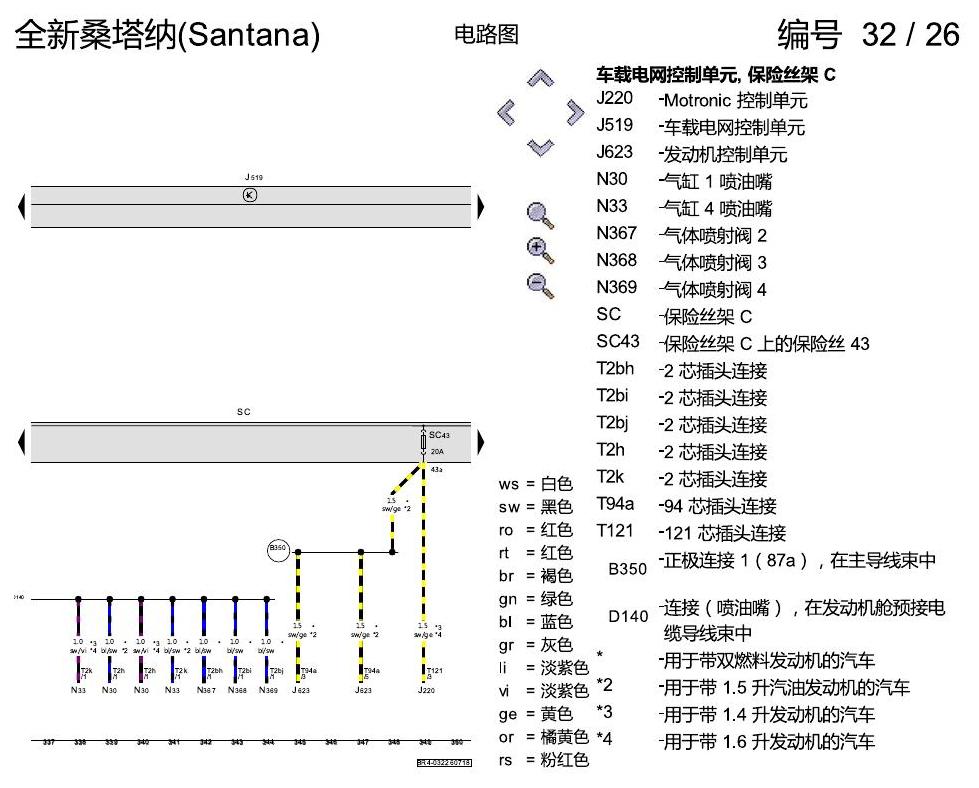 上海大众桑塔纳1.5 保险丝配置 电路图
