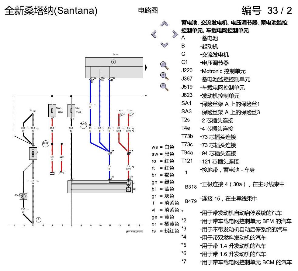 上海大众桑塔纳1.5 基本装备 电路图