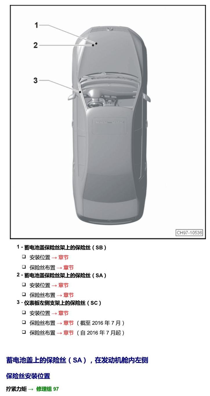 上海大众桑塔纳1.5 安装位置 保险丝 电路图