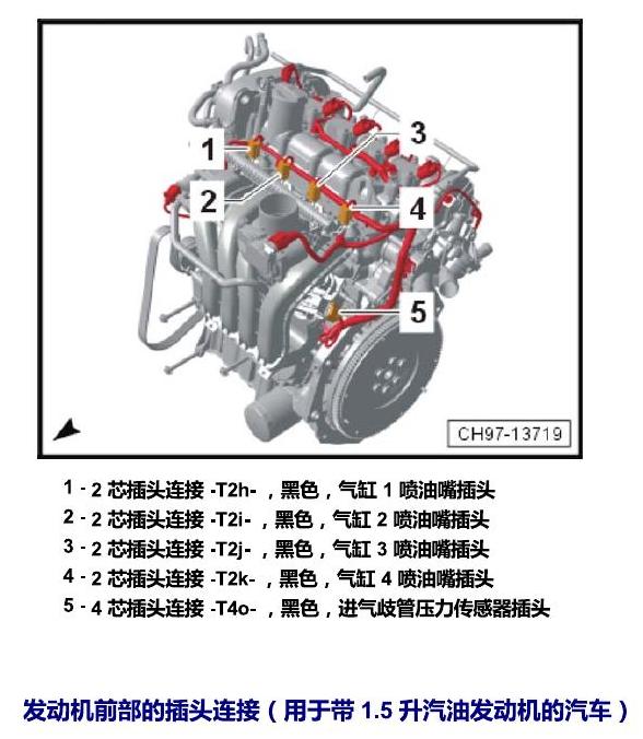 上海大众桑塔纳1.5 安装位置 插头 电路图