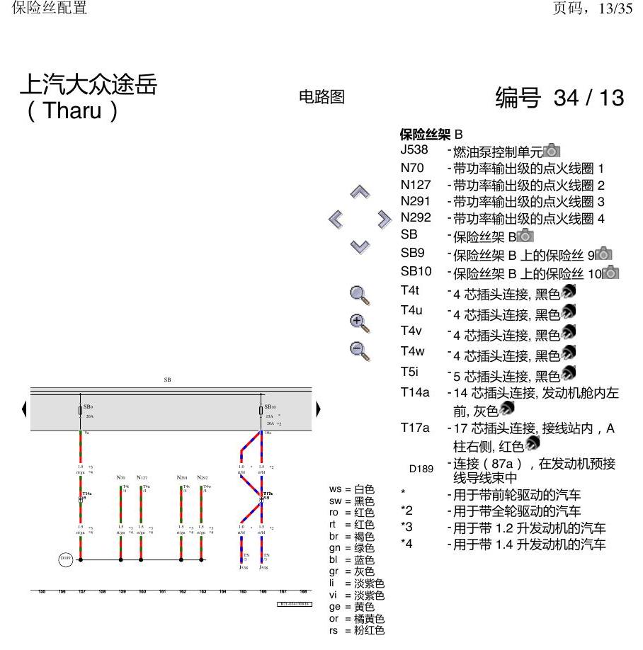 上海大众涂岳 保险丝配置 电路图
