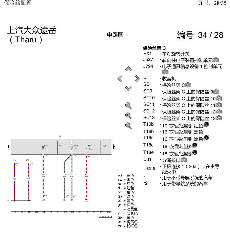 上海大众涂岳 保险丝配置 电路图