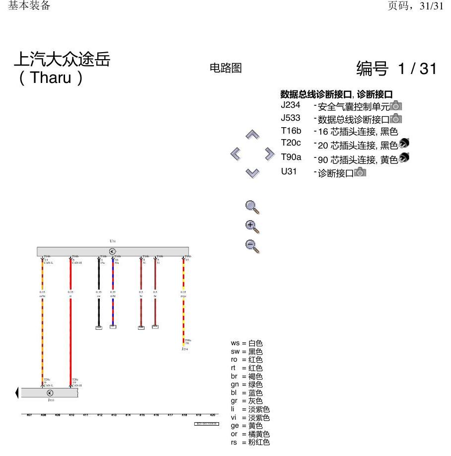 上海大众涂岳 基本装备 电路图