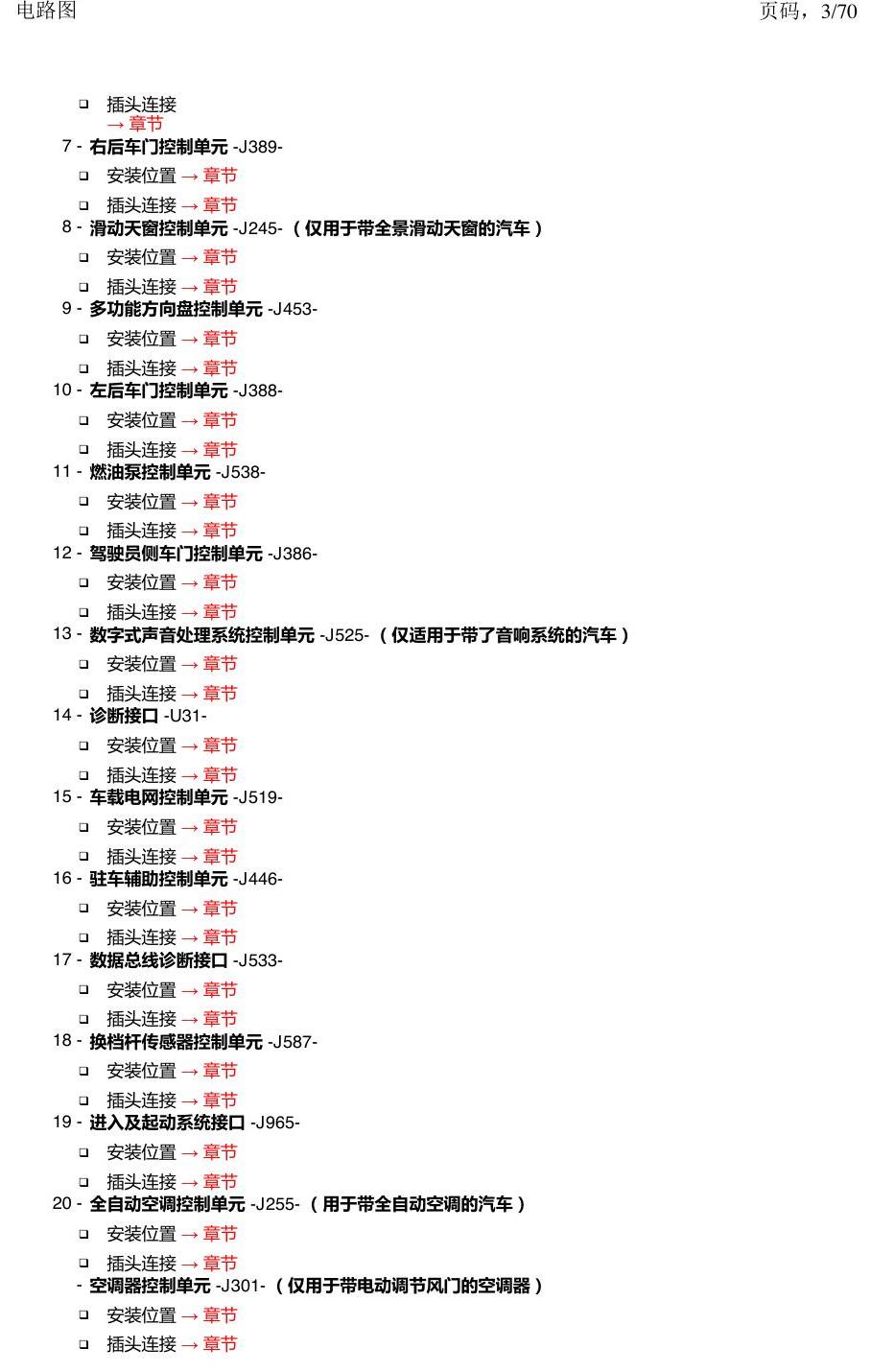上海大众涂岳 中部控制单元 电路图