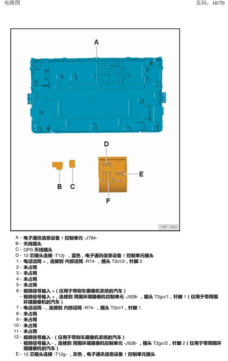 上海大众涂岳 中部控制单元 电路图