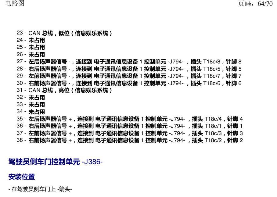 上海大众涂岳 中部控制单元 电路图