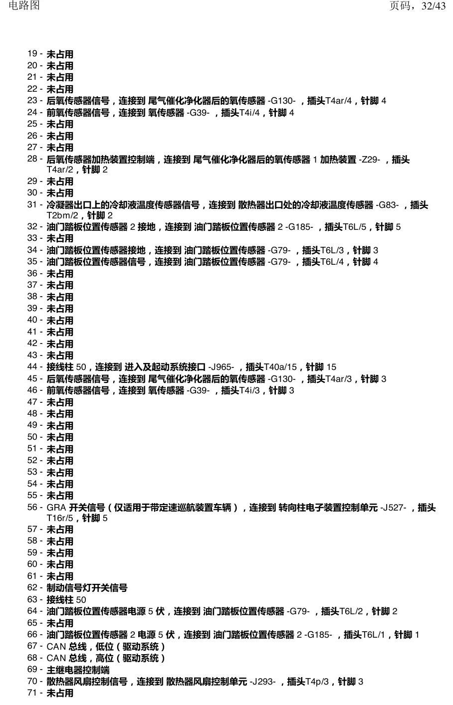 上海大众涂岳 前部控制单元 电路图