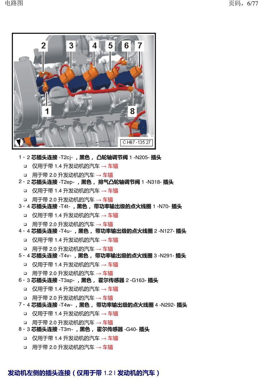 上海大众涂岳 插头 电路图