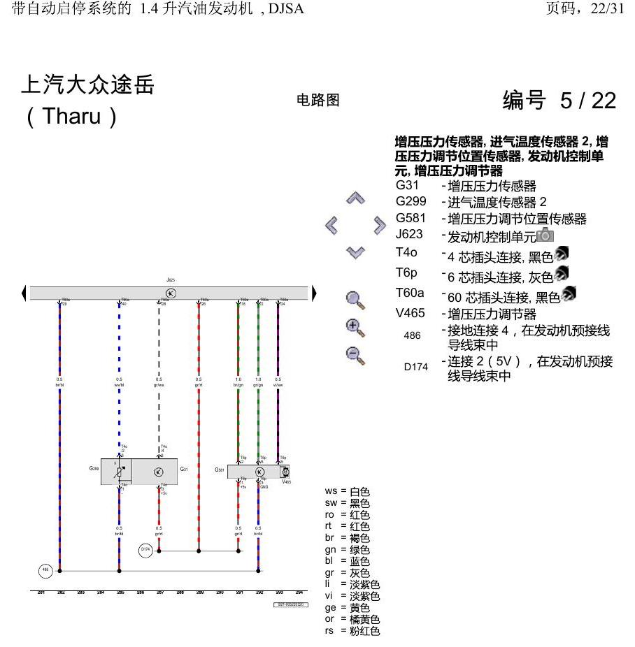 上海大众涂岳 带自动启停系统的 1.4 升汽油发动机 , DJSA 电路图