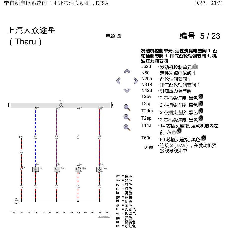 上海大众涂岳 带自动启停系统的 1.4 升汽油发动机 , DJSA 电路图