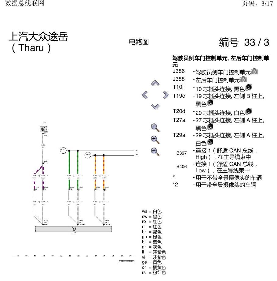上海大众涂岳 数据总线网络 电路图