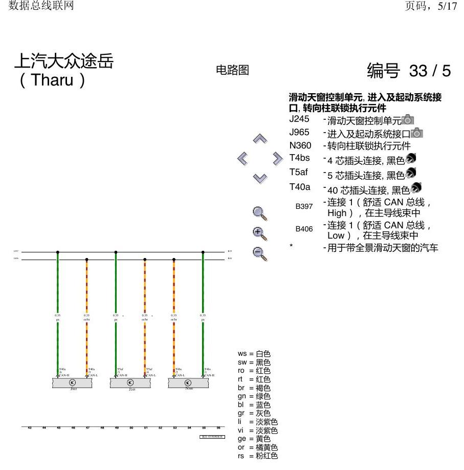 上海大众涂岳 数据总线网络 电路图