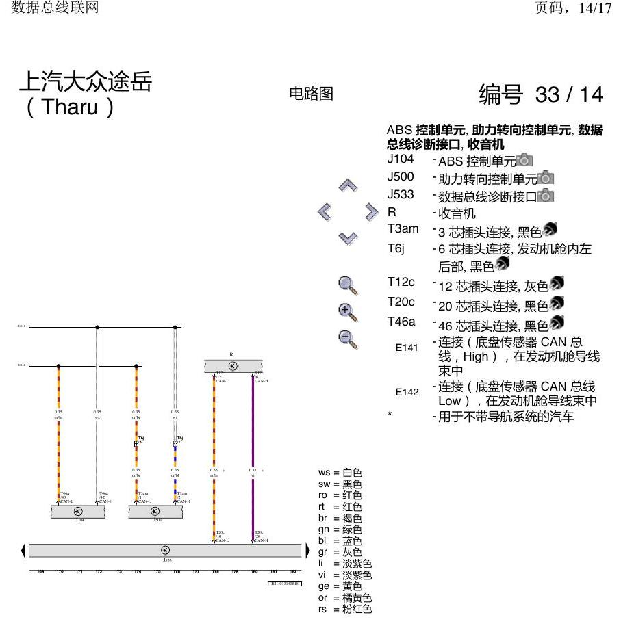 上海大众涂岳 数据总线网络 电路图