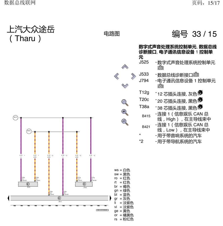 上海大众涂岳 数据总线网络 电路图