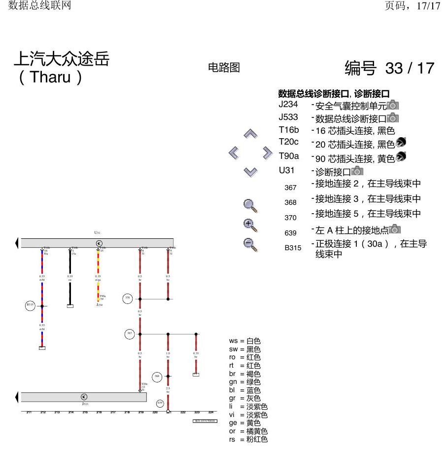 上海大众涂岳 数据总线网络 电路图