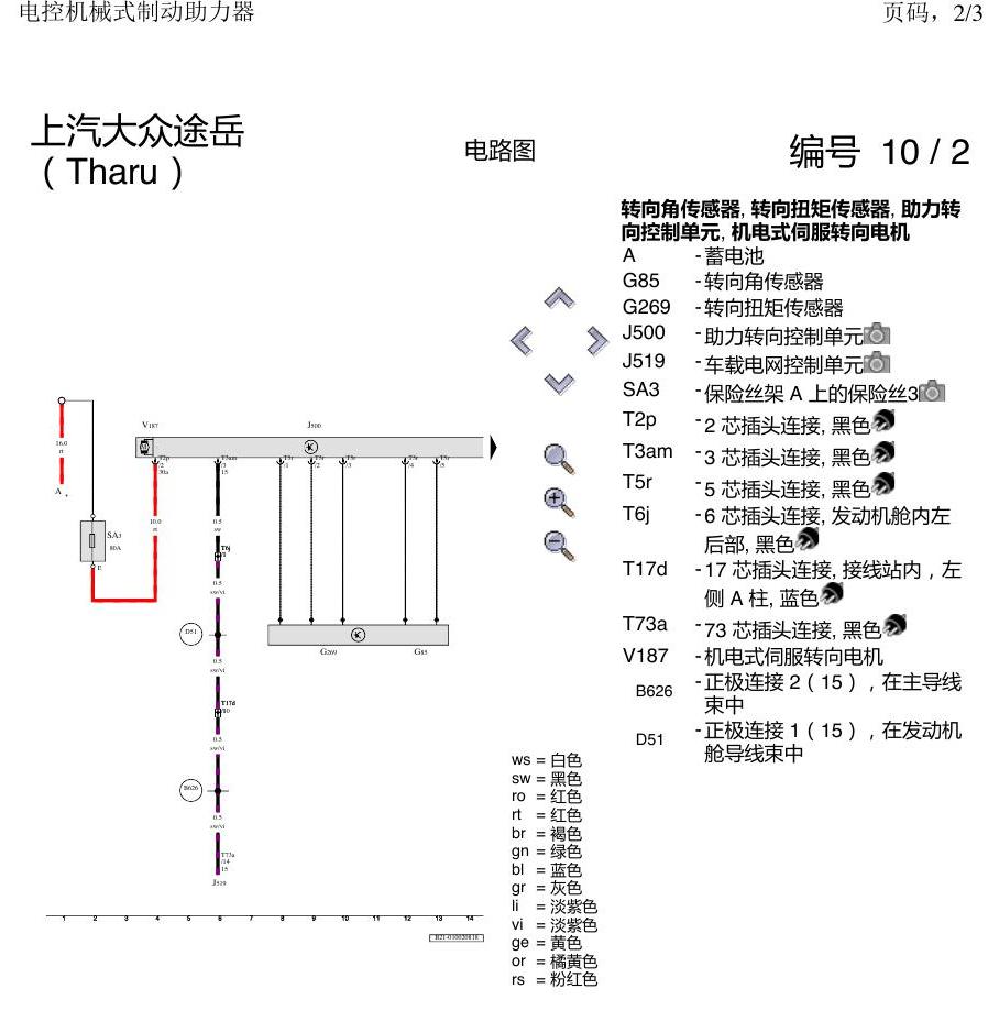 上海大众涂岳 方向机 电路图