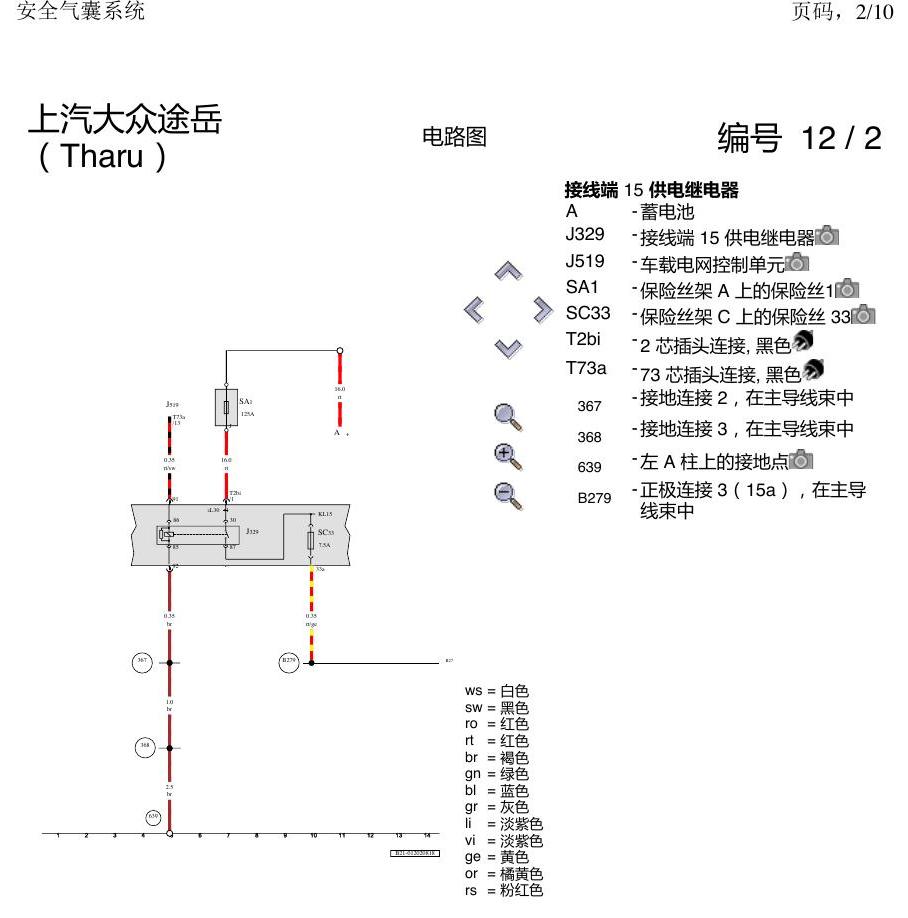 上海大众涂岳 气囊 电路图