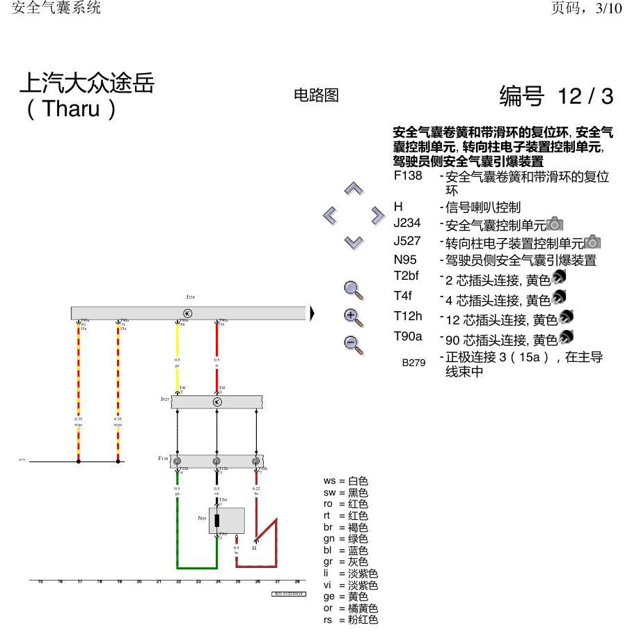 上海大众涂岳 气囊 电路图