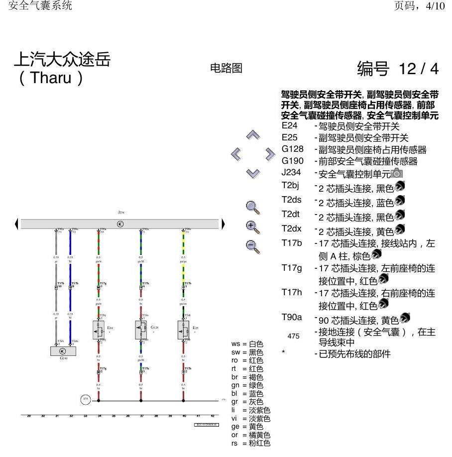 上海大众涂岳 气囊 电路图