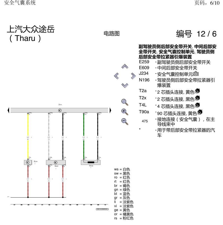 上海大众涂岳 气囊 电路图