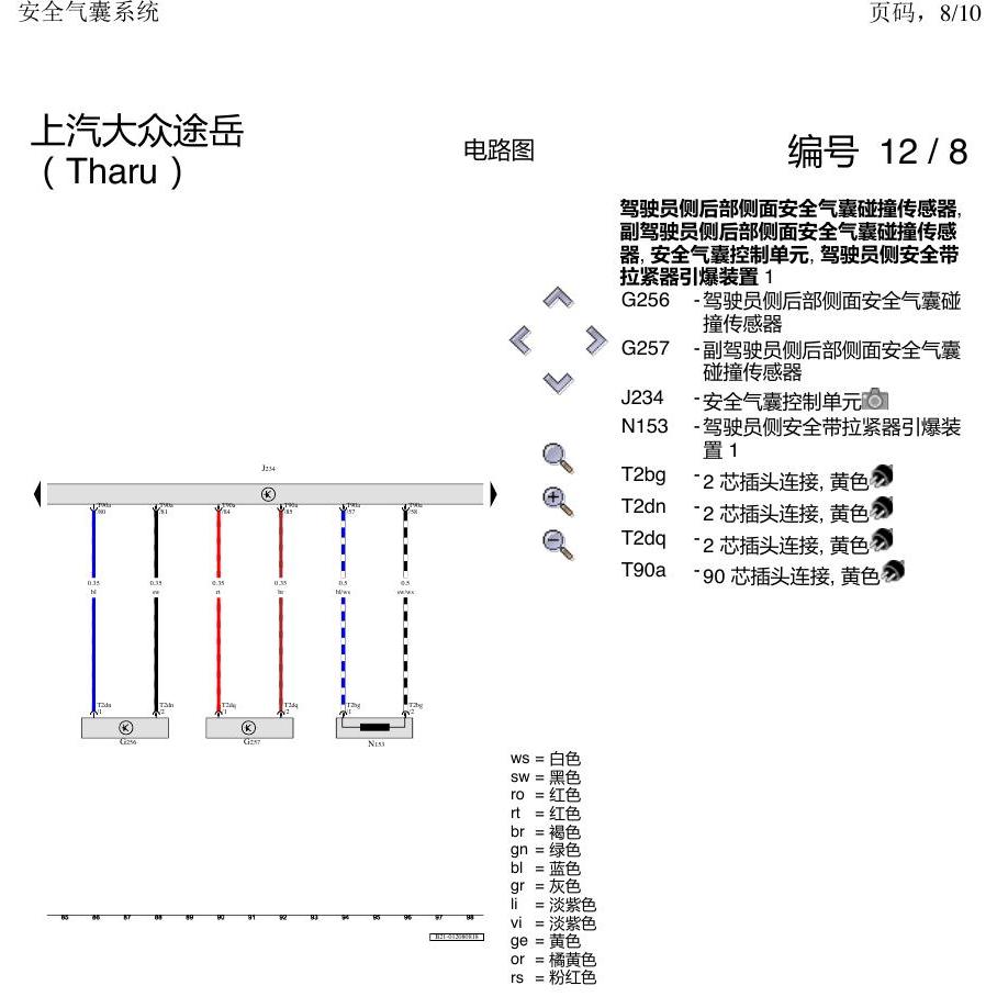 上海大众涂岳 气囊 电路图