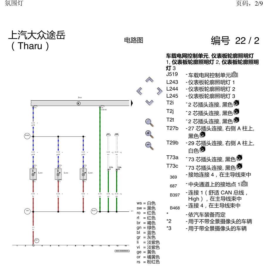 上海大众涂岳 氛围灯 电路图