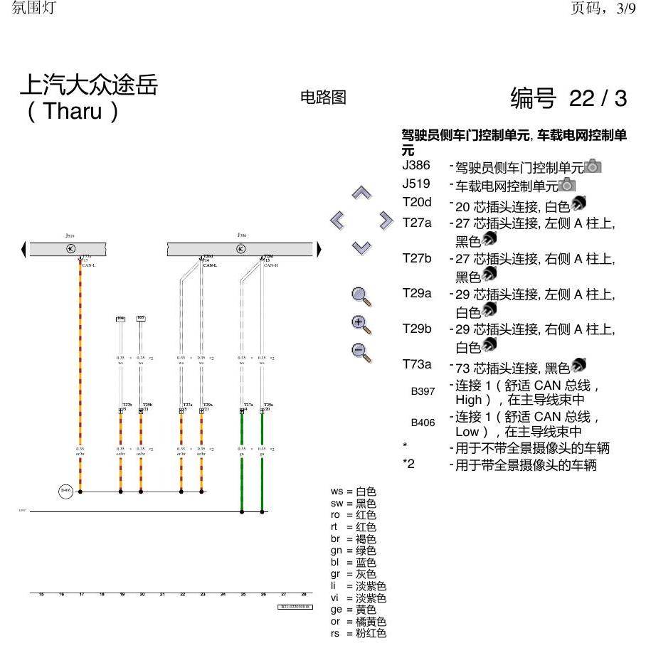 上海大众涂岳 氛围灯 电路图