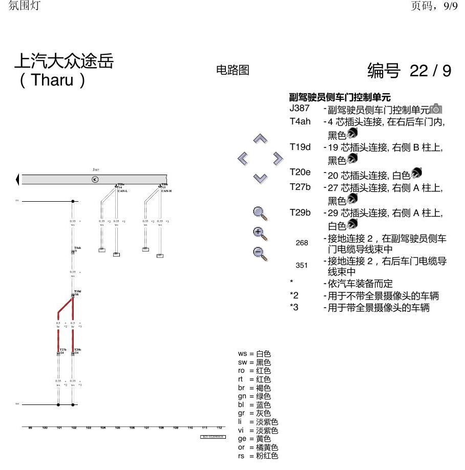 上海大众涂岳 氛围灯 电路图