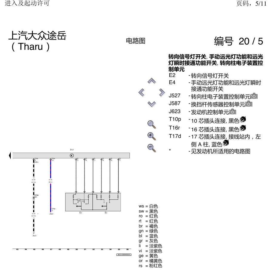 上海大众涂岳 进入及启动许可 电路图