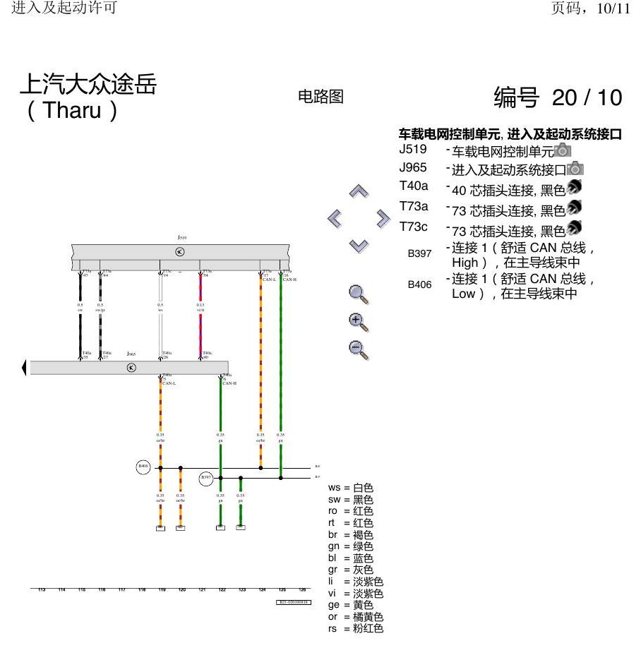 上海大众涂岳 进入及启动许可 电路图