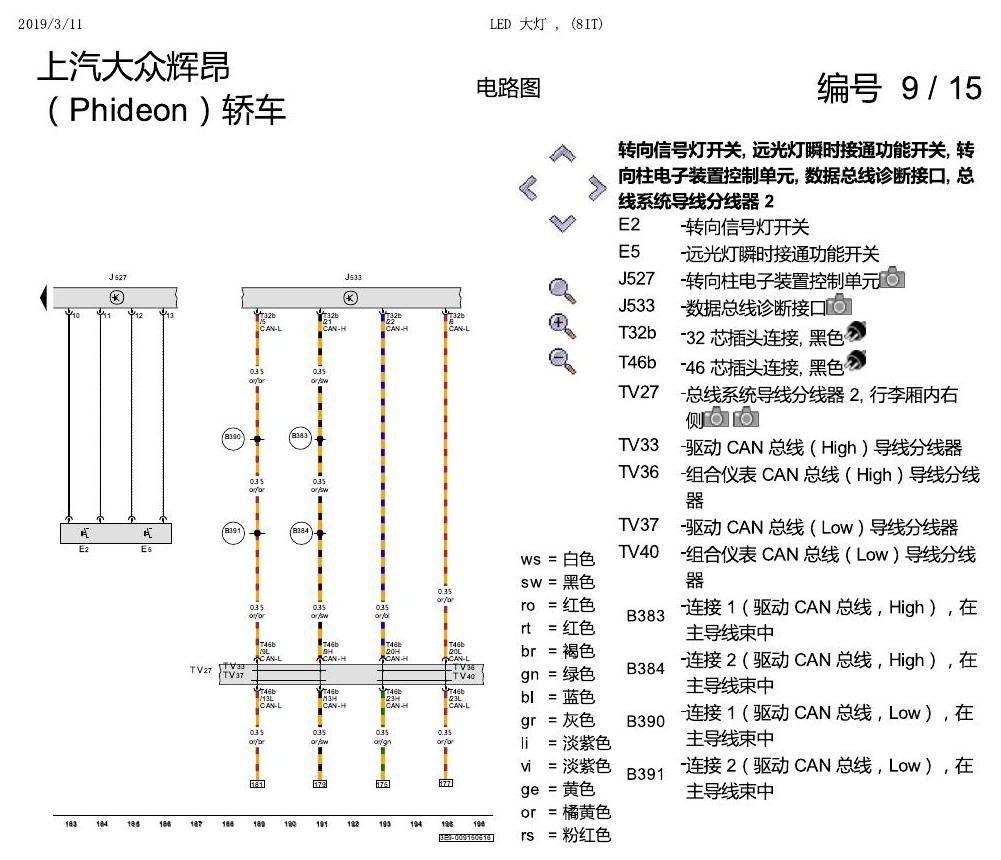 上海大众辉昂 LED 大灯 8IT 电路图