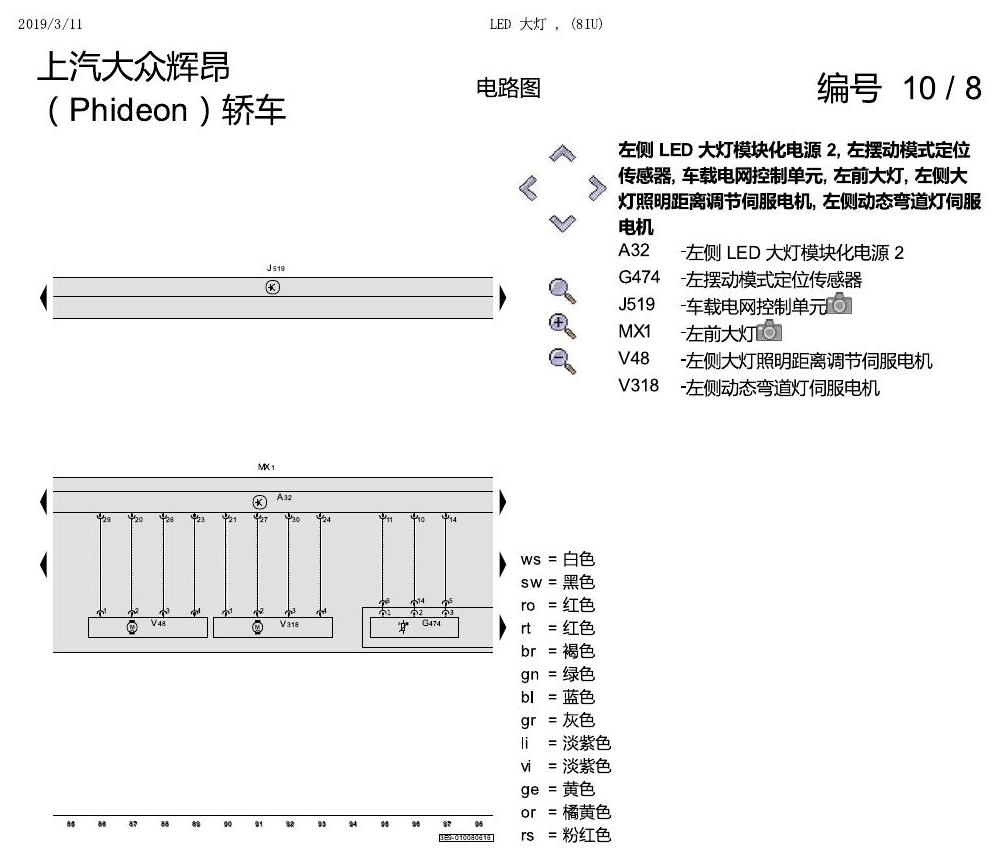 上海大众辉昂 LED 大灯 8IU 电路图
