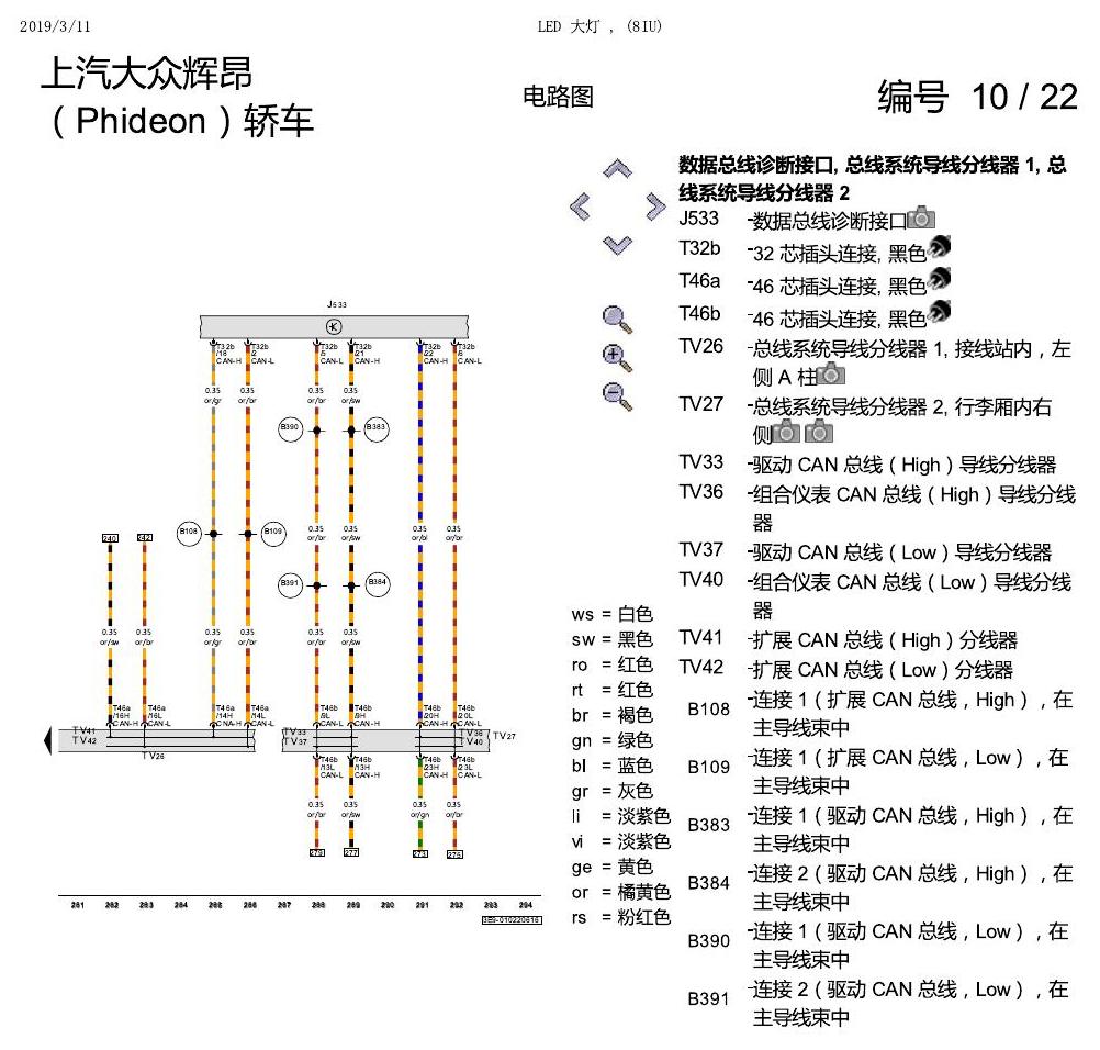 上海大众辉昂 LED 大灯 8IU 电路图