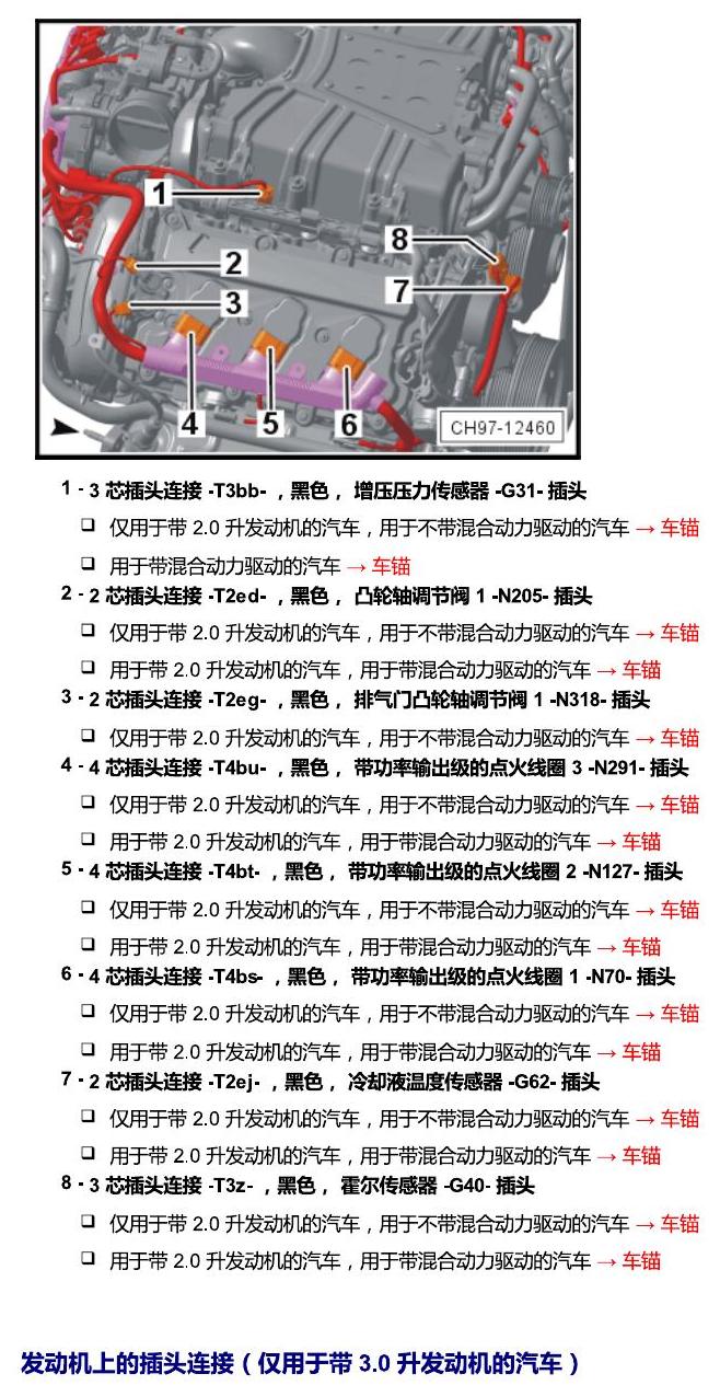 上海大众辉昂 插头 电路图