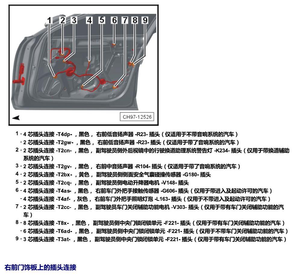 上海大众辉昂 插头 电路图
