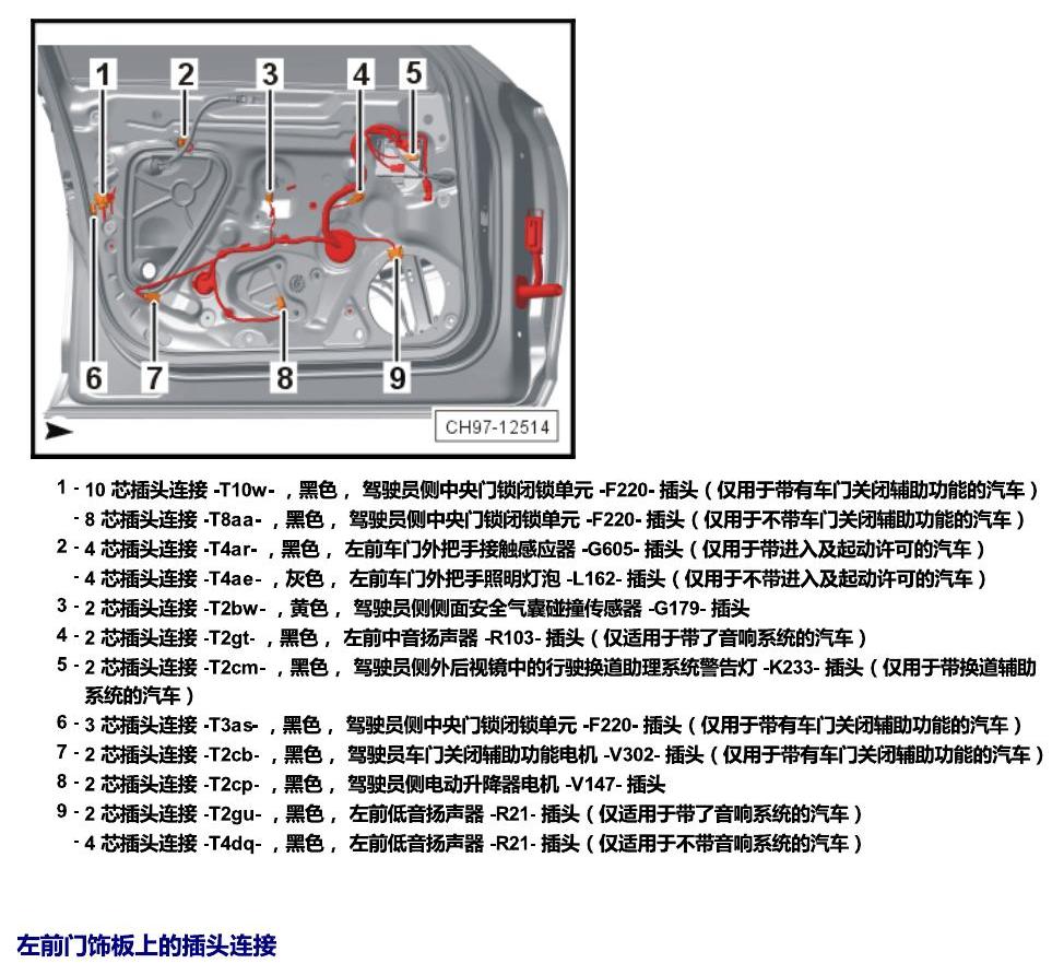 上海大众辉昂 插头 电路图