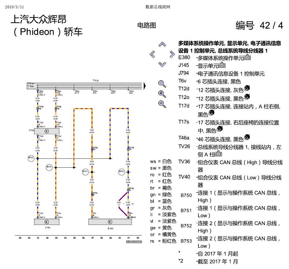 上海大众辉昂 数据总线联网 电路图
