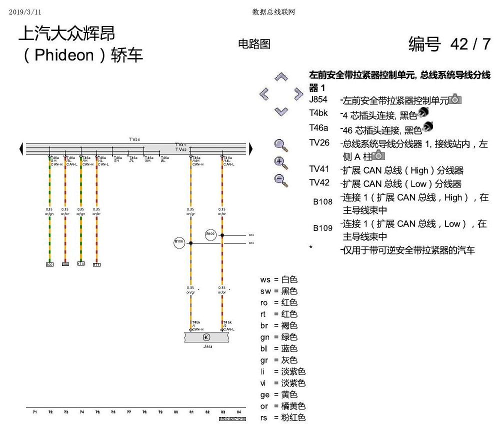 上海大众辉昂 数据总线联网 电路图
