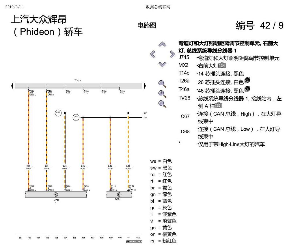 上海大众辉昂 数据总线联网 电路图