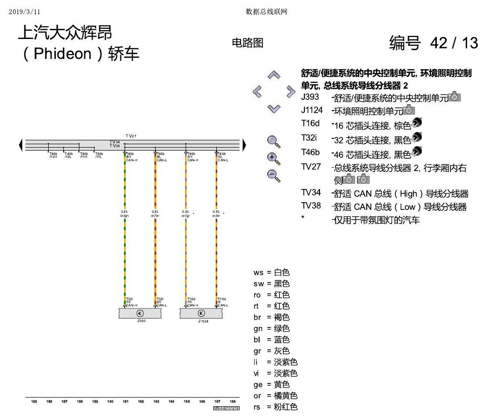上海大众辉昂 数据总线联网 电路图