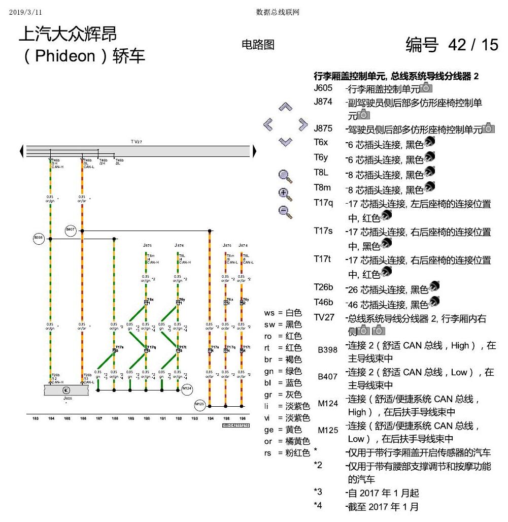 上海大众辉昂 数据总线联网 电路图